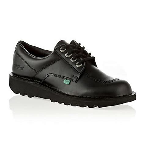 kickers mens kick lo black leather shoes